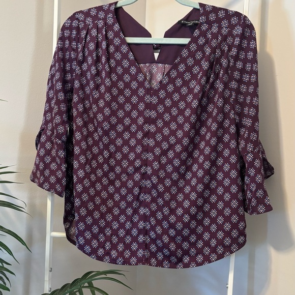 41 Hawthorn Geometric Plum Blouse - Picture 3 of 9